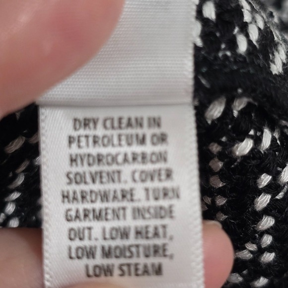 St John Jacket Women 12 Black White Herringbone Knit Long Sleeve Office Dog Show - Picture 9 of 16